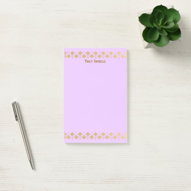 Elegant Minimalist Gold Accent Pink  Post-it Notes (Office)