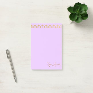 Elegant Minimalist Gold Accent Pink  Post-it Notes