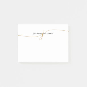Elegant Minimalist Gold Calligraphy Monogram Post-it Notes