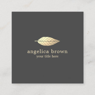 Elegant Minimalist Gold Foil Leaf Business Card