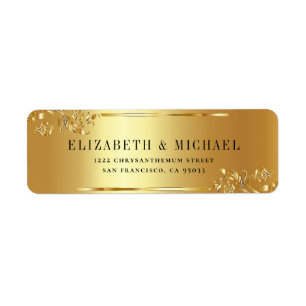 Elegant Minimalist Gold frame Return Address  Label