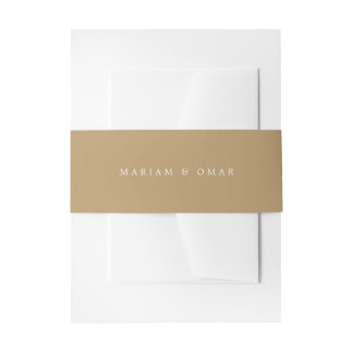 Elegant Minimalist Gold Monogram Wedding Invitation Belly Band