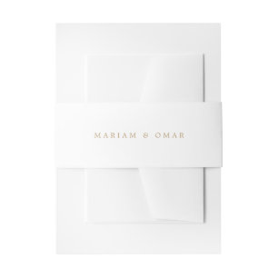 Elegant Minimalist Gold Monogram Wedding Invitation Belly Band