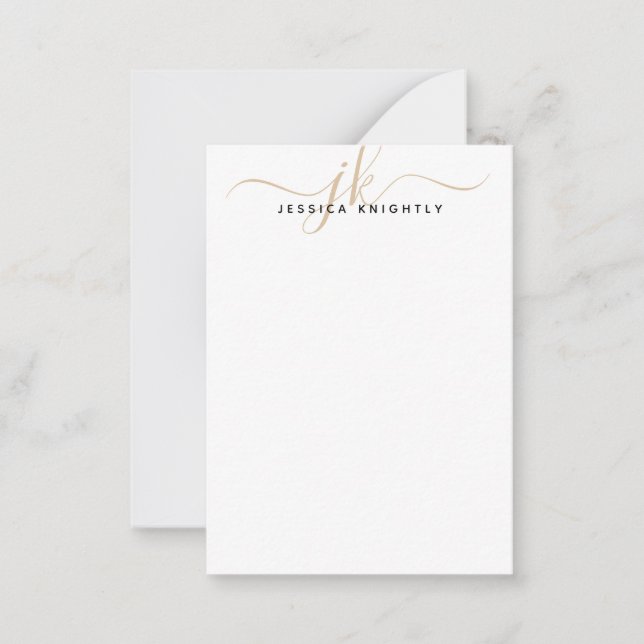 Elegant Minimalist Gold Script Monogram Initials Card (Front)