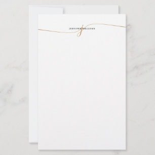Elegant Minimalist Gold Script Monogram Stationery