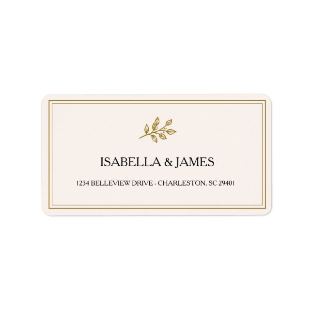 Elegant Minimalist Gold Wedding Address Labels (Front)