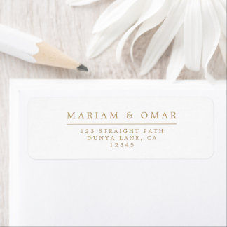 Elegant Minimalist Gold Wedding Return Address Label