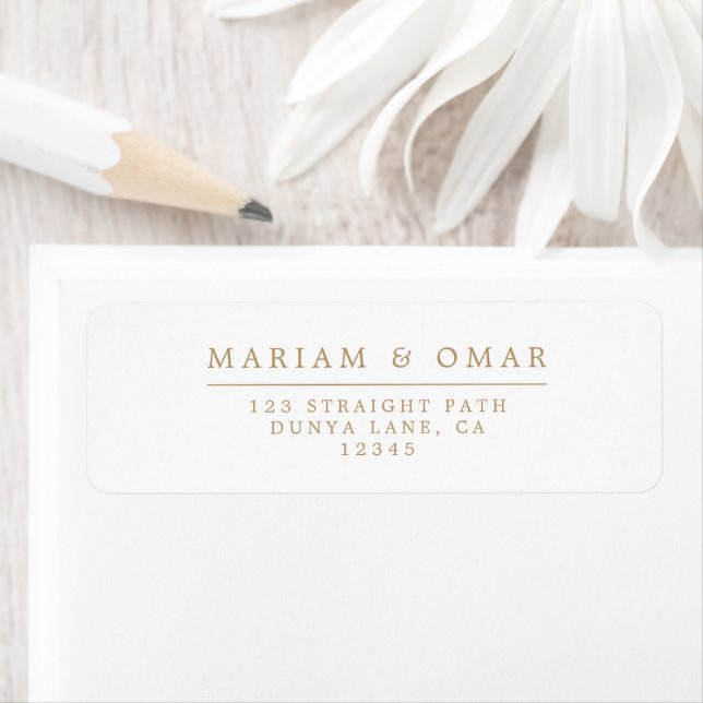 Elegant Minimalist Gold Wedding Return Address Label (Insitu)