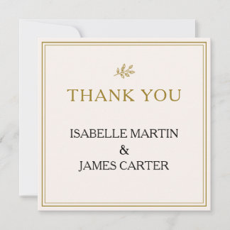 Elegant Minimalist Gold Wedding Thank You Card