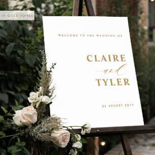 Elegant Minimalist Gold Wedding Welcome Sign