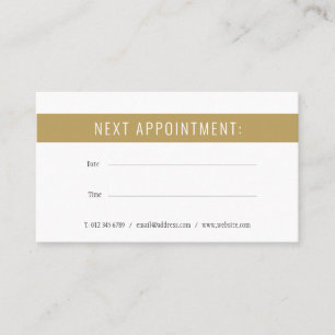 Elegant Minimalist Gold White Appointment Card