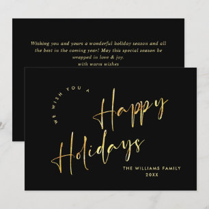 Elegant Minimalist Golden Christmas Greeting Holiday Card