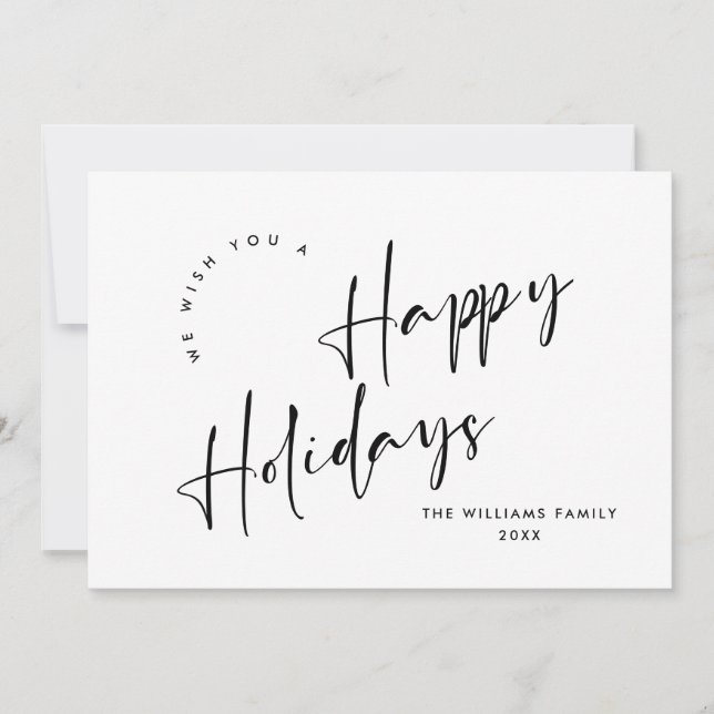 Elegant Minimalist Golden Christmas Greeting Holiday Card (Front)