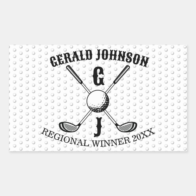 Elegant Minimalist Golf Monogr... Rectangular Sticker (Front)