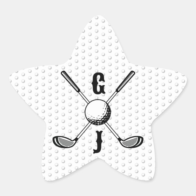 Elegant Minimalist Golf Monogr... Star Sticker (Front)
