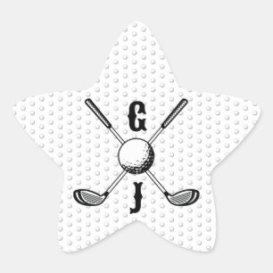 Elegant Minimalist Golf Monogr... Star Sticker