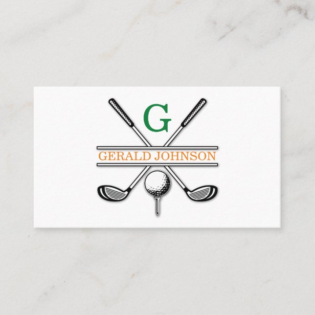 Elegant Minimalist Golf Monogram Design Business Card (Front)