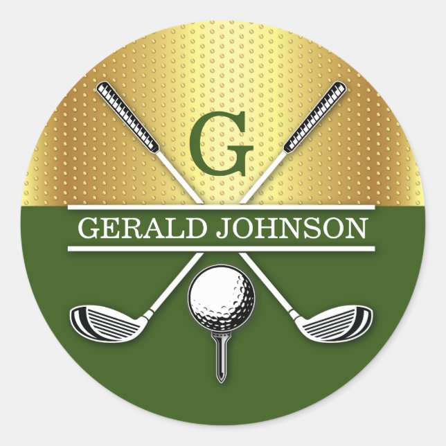 Elegant Minimalist Golf Monogram Design Classic Round Sticker (Front)