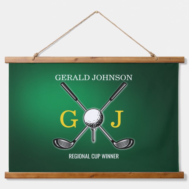 Elegant Minimalist Golf Monogram Design Hanging Ta Tapestry (Front)