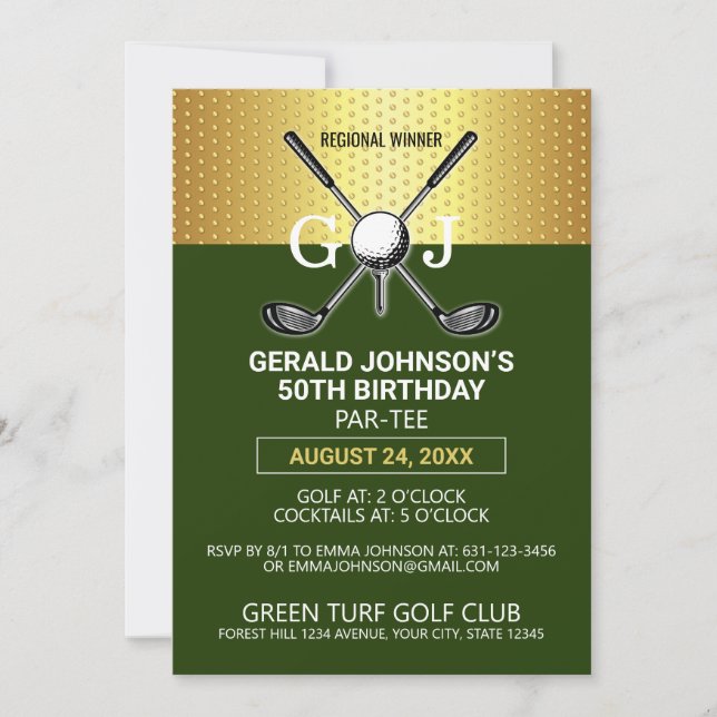 Elegant Minimalist Golf Monogram Design Invitation (Front)