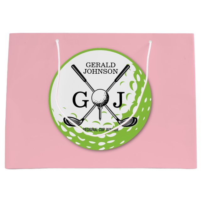 Elegant Minimalist Golf Monogram Design Large Gift Bag (Front)
