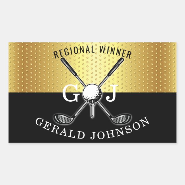 Elegant Minimalist Golf Monogram Design Rectangular Sticker (Front)