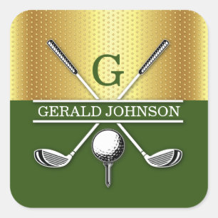 Elegant Minimalist Golf Monogram Design Square Sticker
