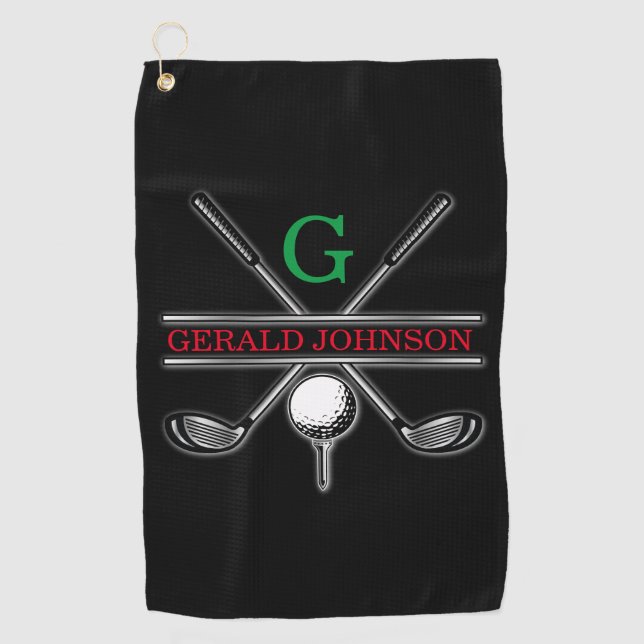 Elegant Minimalist Golf Monogram Design Towel (Front)
