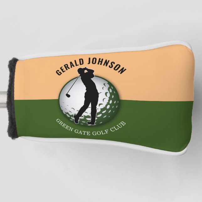 Elegant Minimalist Golfer Design Golf Head Cover (Front)