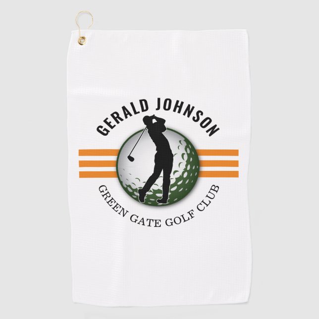 Elegant Minimalist Golfer Design Golf Towel (Front)