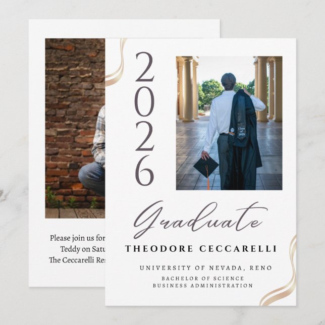 Elegant Minimalist Graduation Announcement (Front/Back)