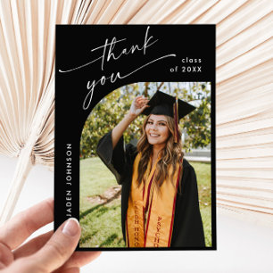 Elegant Minimalist Graduation One Photo Thank You Card