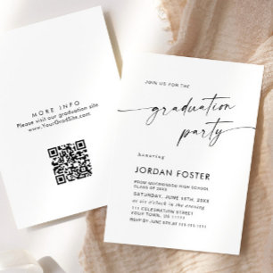 Elegant Minimalist Graduation Party QR code Invitation