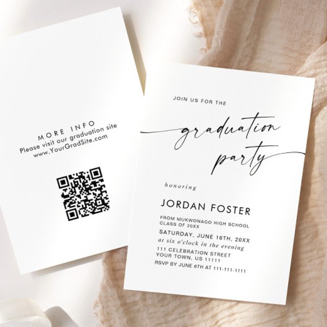 Elegant Minimalist Graduation Party QR code Invitation (Creator Uploaded)
