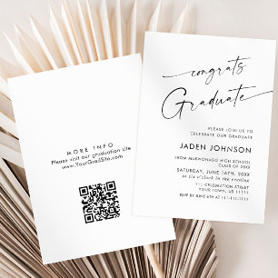 Elegant Minimalist Graduation Party QR code Invitation