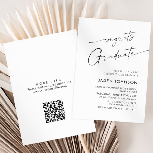 Elegant Minimalist Graduation Party QR code Invitation (Creator Uploaded)