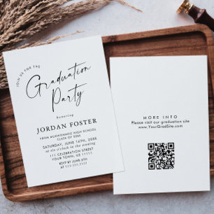 Elegant Minimalist Graduation Party QR code Invitation