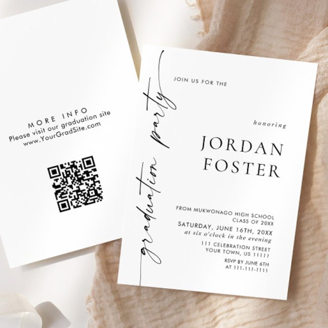 Elegant Minimalist Graduation Party QR code Invitation (Creator Uploaded)