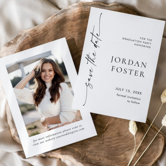 Elegant Minimalist Graduation Photo Save The Date (Creator Uploaded)