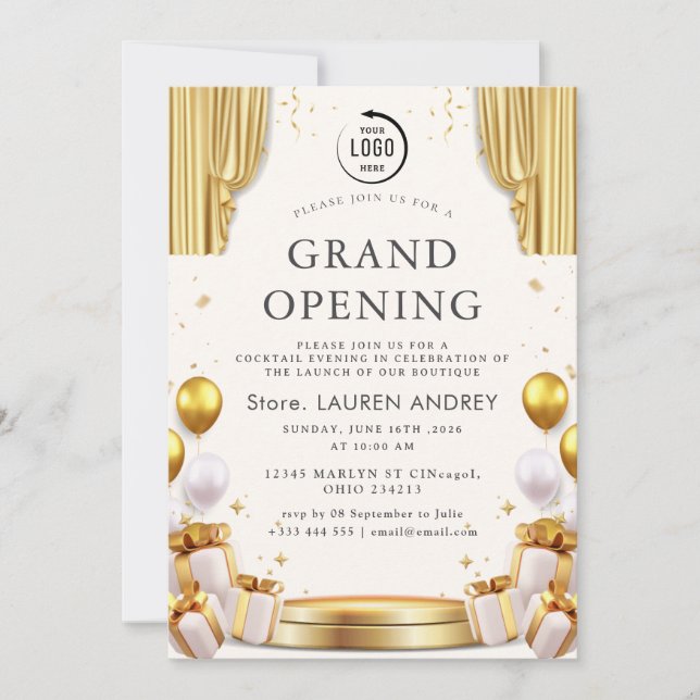 Elegant Minimalist Grand Opening Invitation (Front)