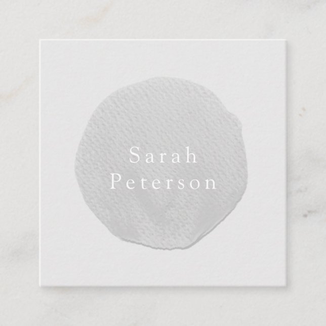 Elegant Minimalist Gray Brush Circle Logo Abstract Square Business Card (Front)