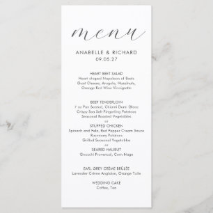 Elegant Minimalist Gray White Wedding Menu