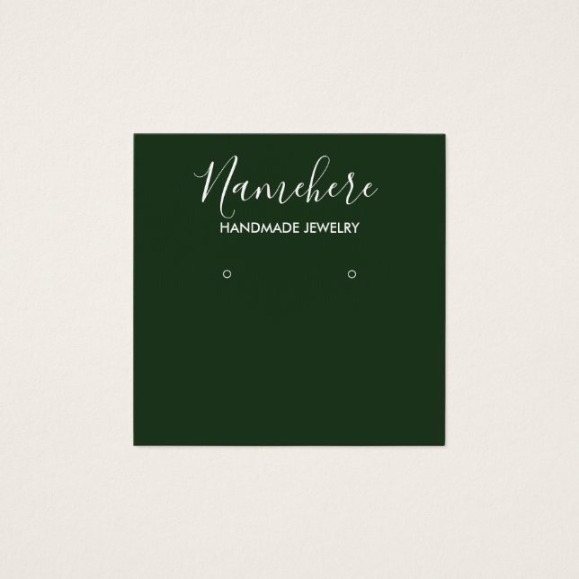 Elegant minimalist green earring display card (Front)