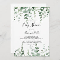 Elegant Minimalist Green Eucalyptus Baby Shower