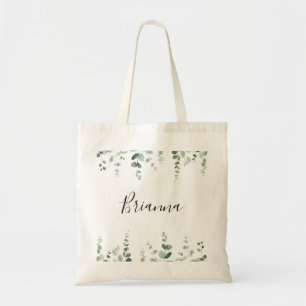 Elegant Minimalist Green Eucalyptus Bridesmaid  Tote Bag