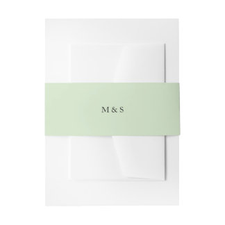 Elegant Minimalist Green Initials Invitation Belly Band