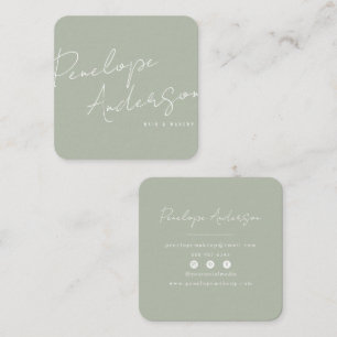Elegant Minimalist Green Pistachio Chic Modern   Square Business Card