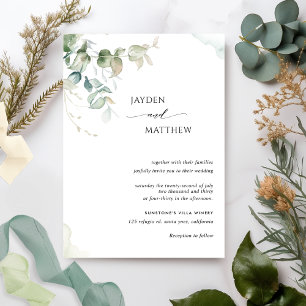 Elegant Minimalist Greenery Eucalyptus Wedding Invitation