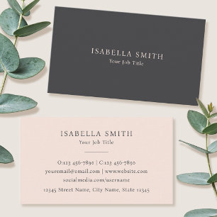 Elegant Minimalist Grey Blush Pink Sophisticated Business Card
