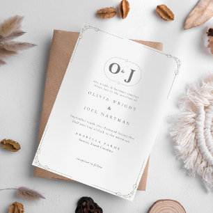 Elegant Minimalist Grey Scroll Wedding Invitation